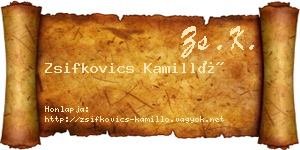 Zsifkovics Kamilló névjegykártya